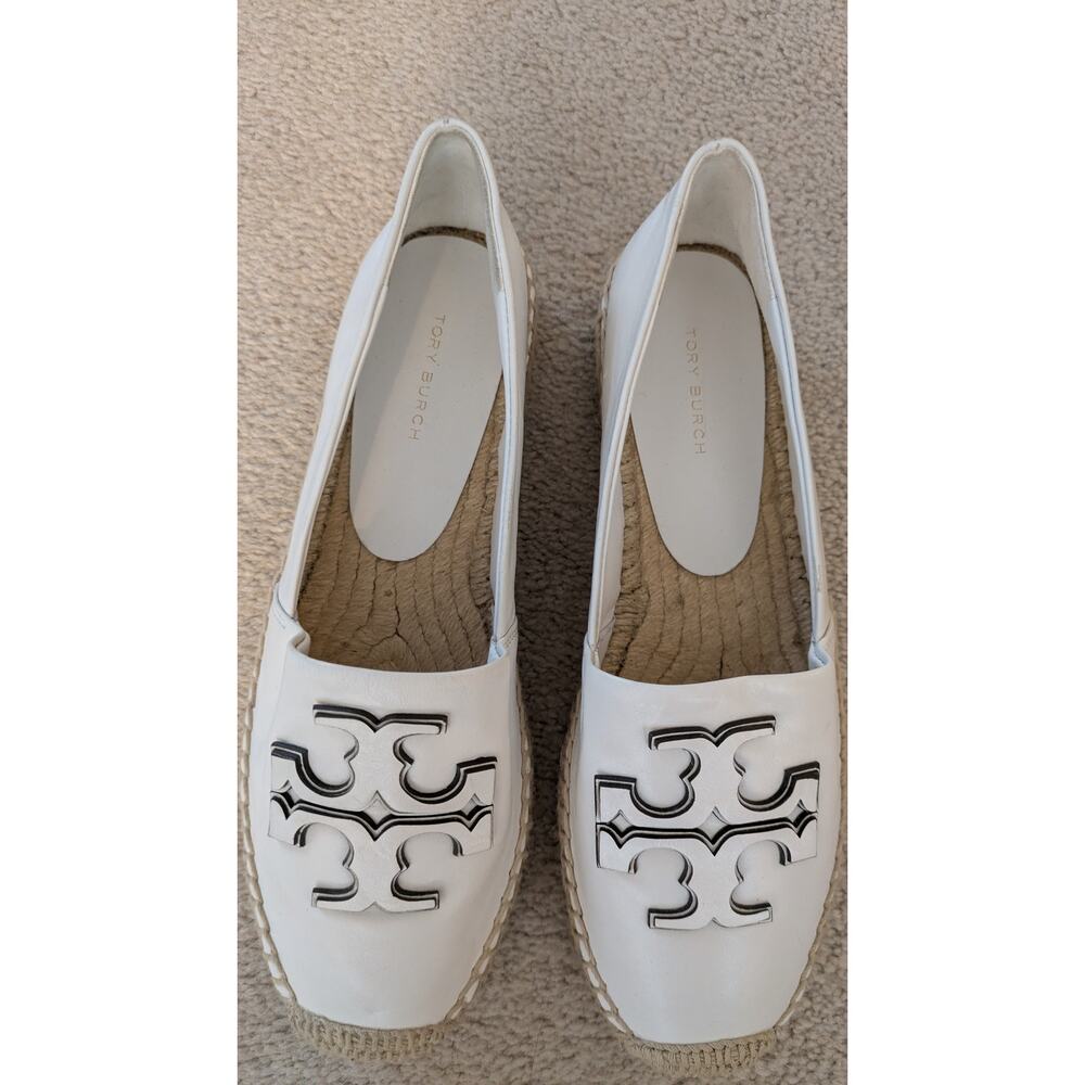 Tory Burch "Ines" Tumbled Leather Platform Espadrilles - Picture 2 of 9